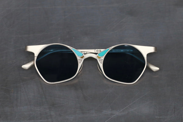 Rigards RG1031TI series pure titanium inlaid gemstone handmade glasses RG-RG1031TI-QJL light gold frame blue lens